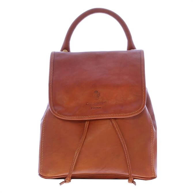Carl Scarpa Rosaura Tan Italian Leather Backpack